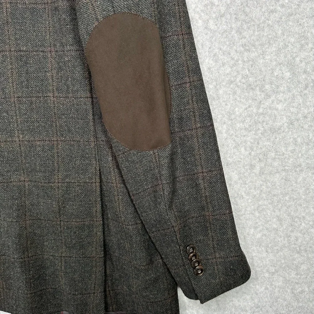 JOS A BANK Brr Comfort 46 XLong Wool Tweed Plaid Sport Coat Jacket Elbow Patches